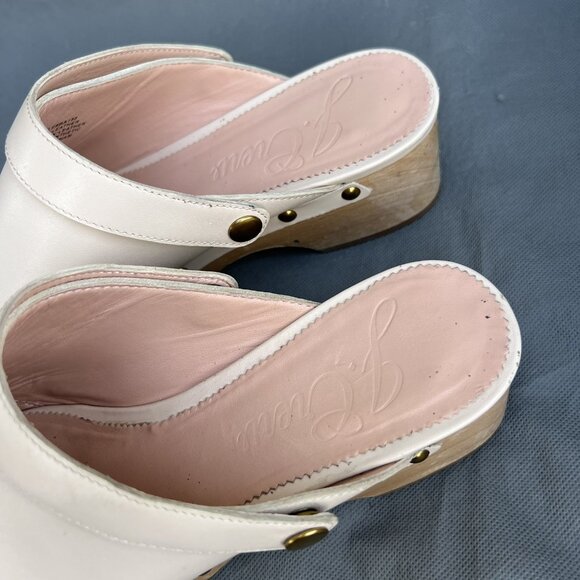 J. Crew Women’s Size 9.5 Ivory Grace Leather Convertible Clogs Shoes BA188 - Picture 4 of 13